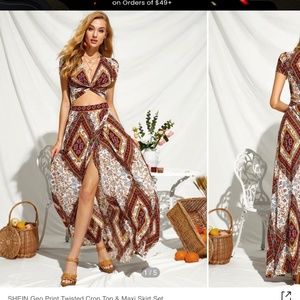 Boho Two-piece skirt and wrap top